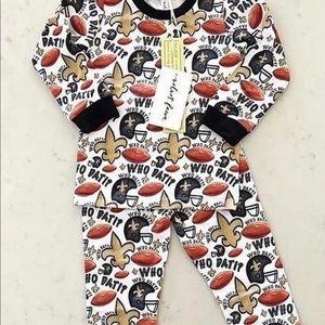 NEW Velvet Fawn Saints Football 2-piece Jammies, 2T